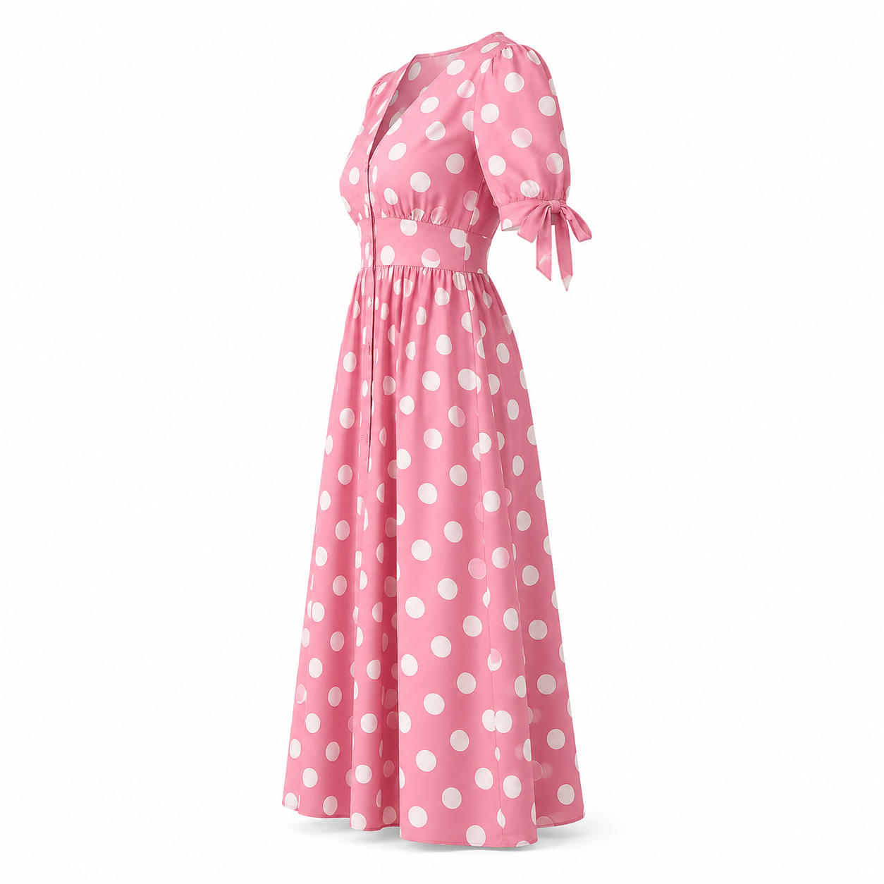 Polka Dot Dress | Midi Style, Short Sleeves | Trendy