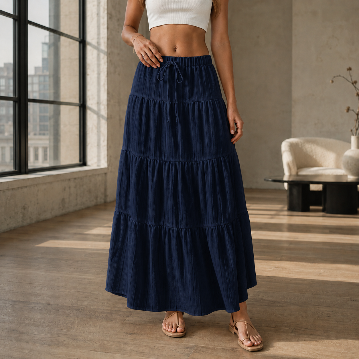 Maxi Skirt | Women's High Waist Pleated Skirt | Comfortable