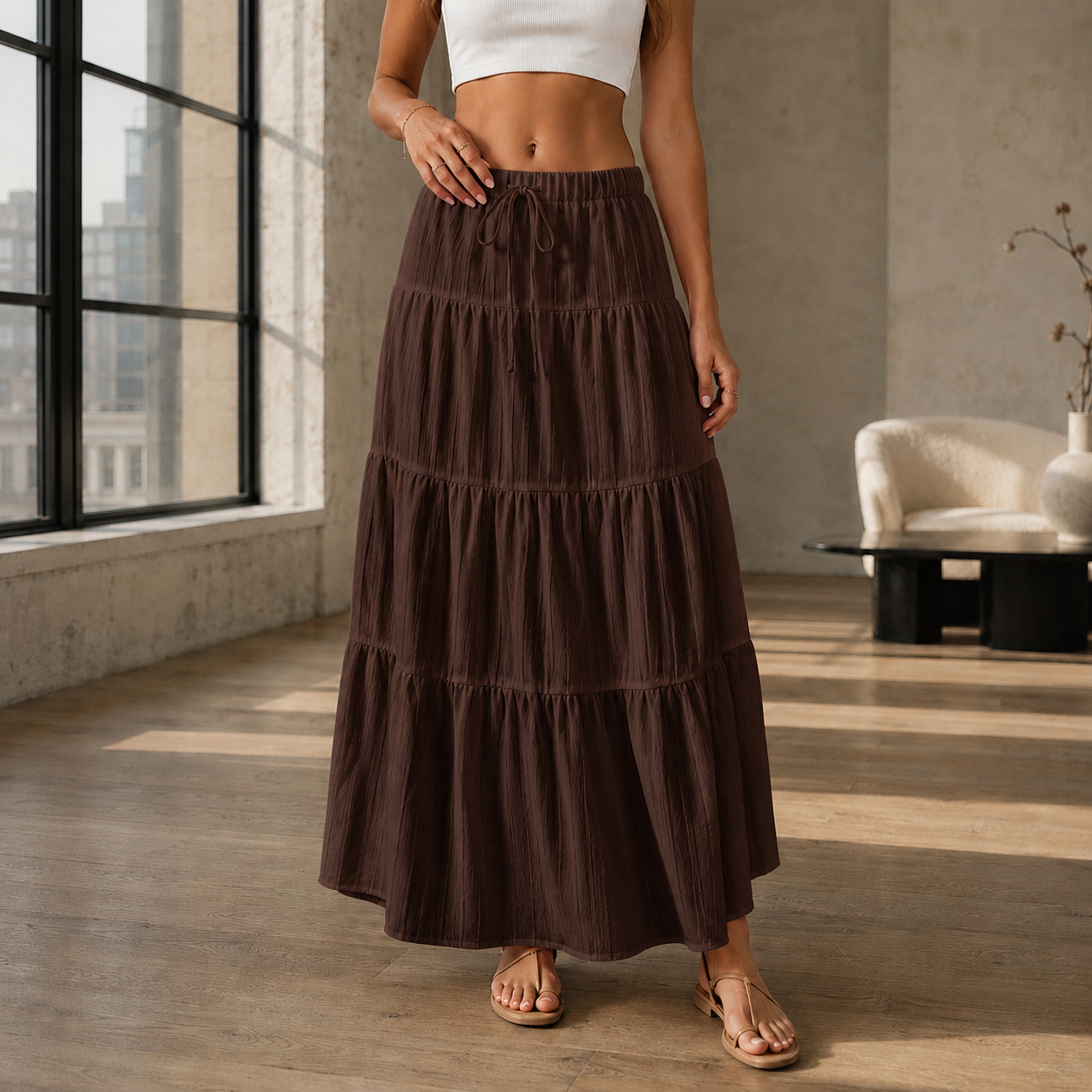 Maxi Skirt | Women's High Waist Pleated Skirt | Comfortable