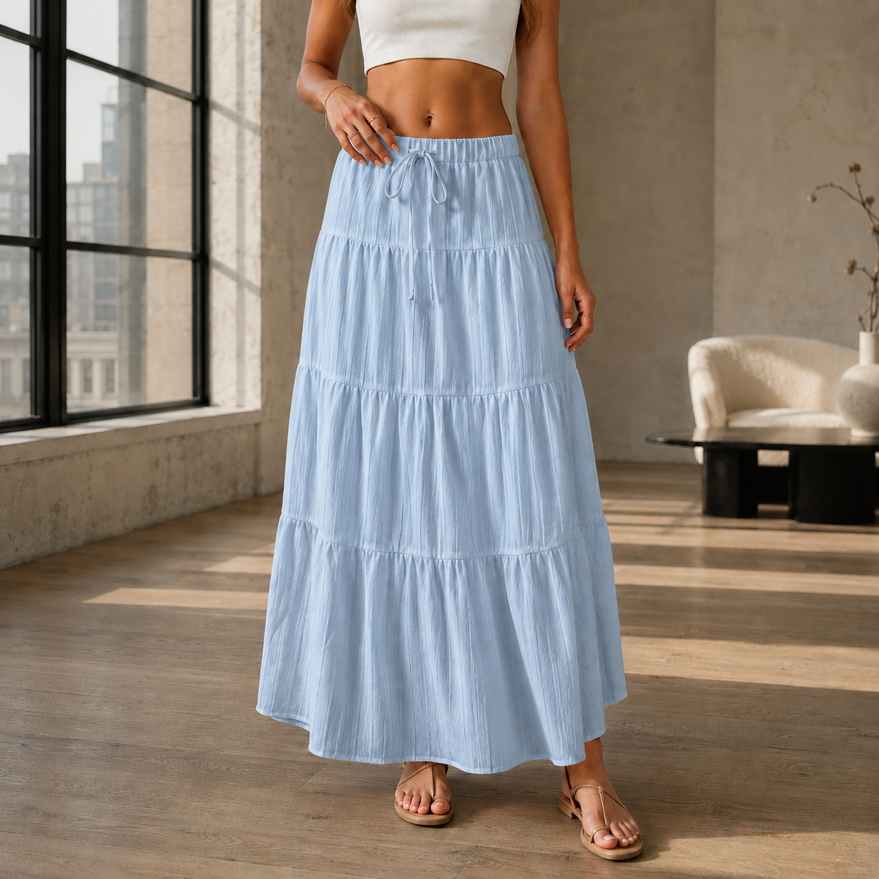 Maxi Skirt | Women's High Waist Pleated Skirt | Comfortable