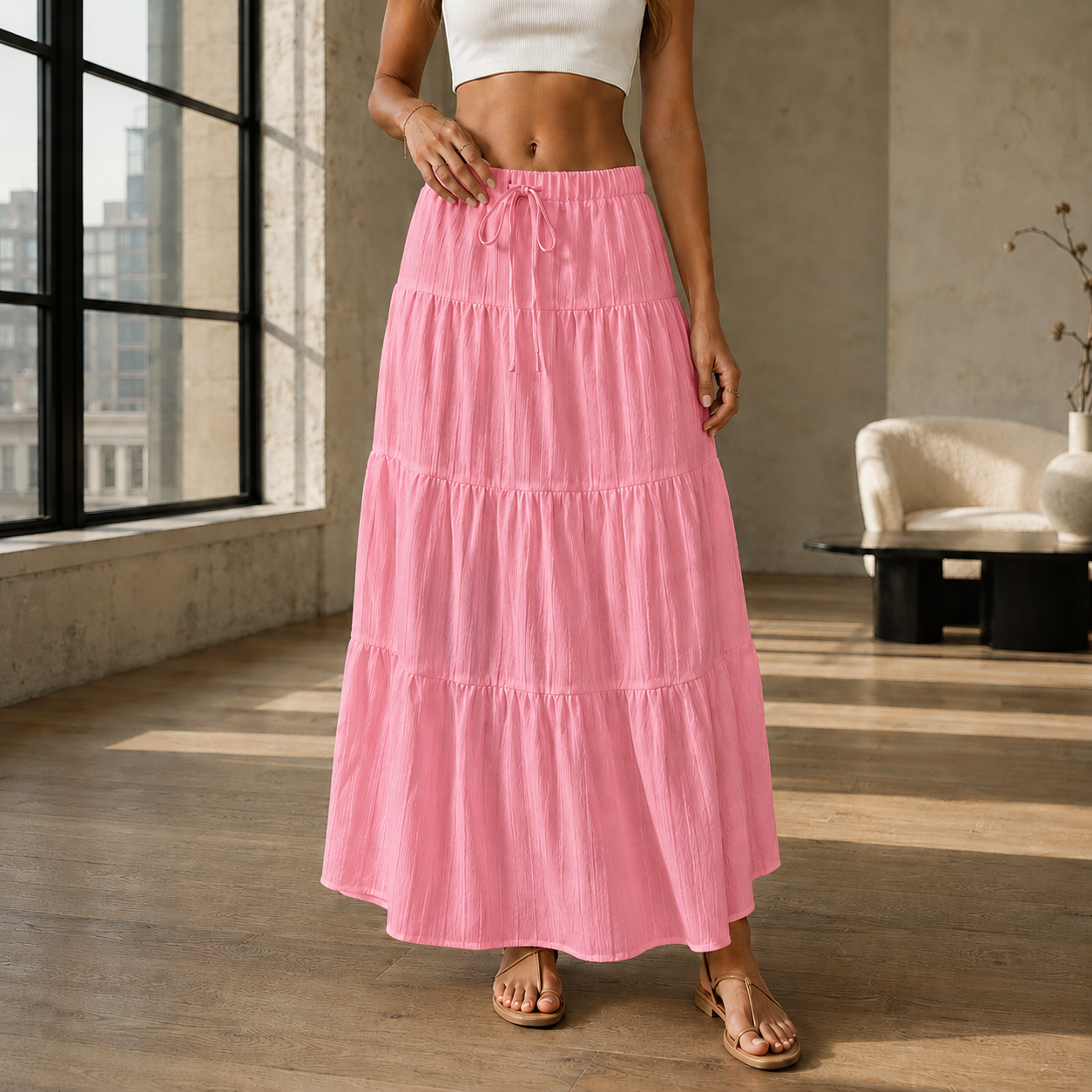 Maxi Skirt | Women's High Waist Pleated Skirt | Comfortable