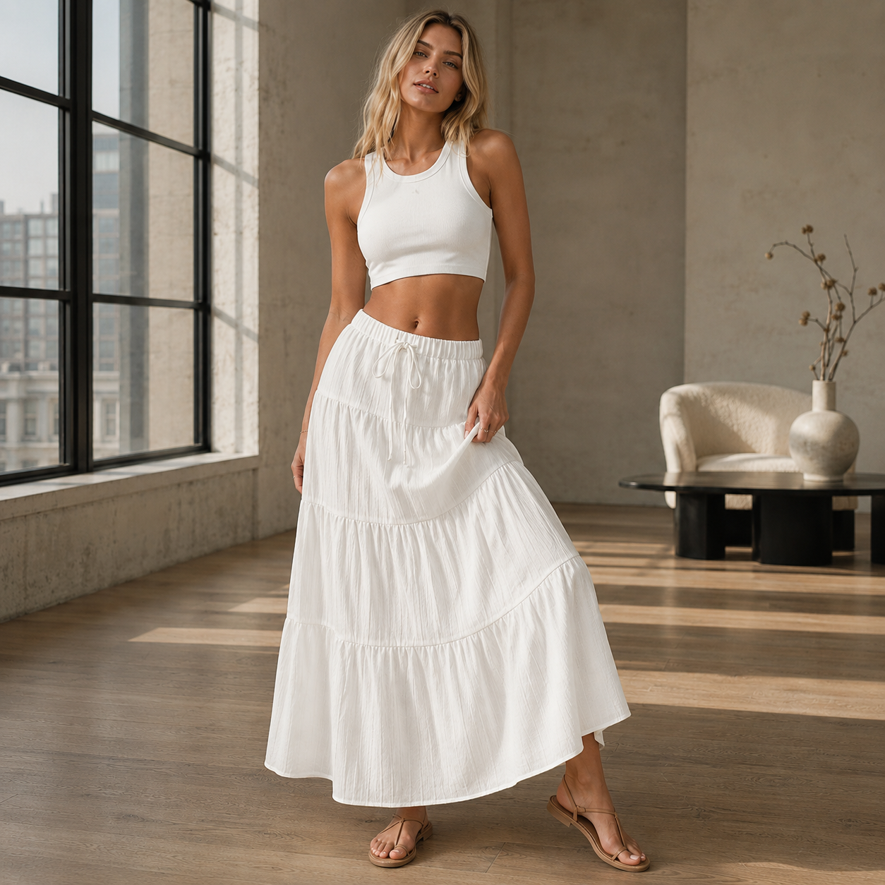 Maxi Skirt | Women's High Waist Pleated Skirt | Comfortable