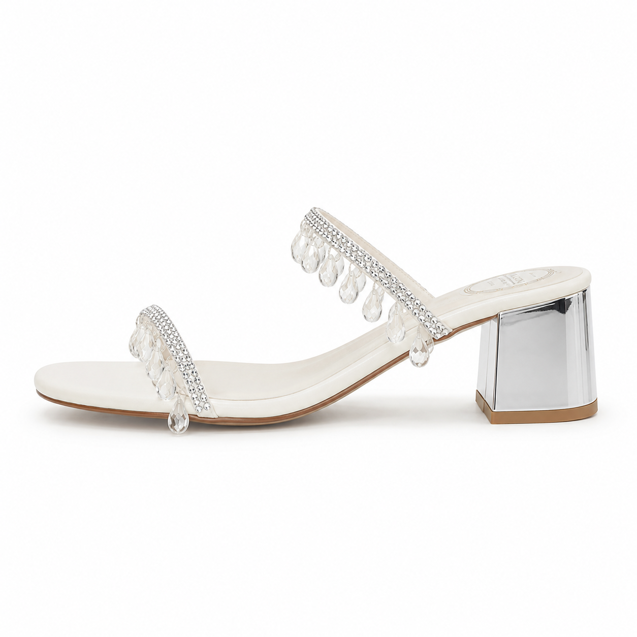 Women's Rhinestone Party Heels with Flare Heel