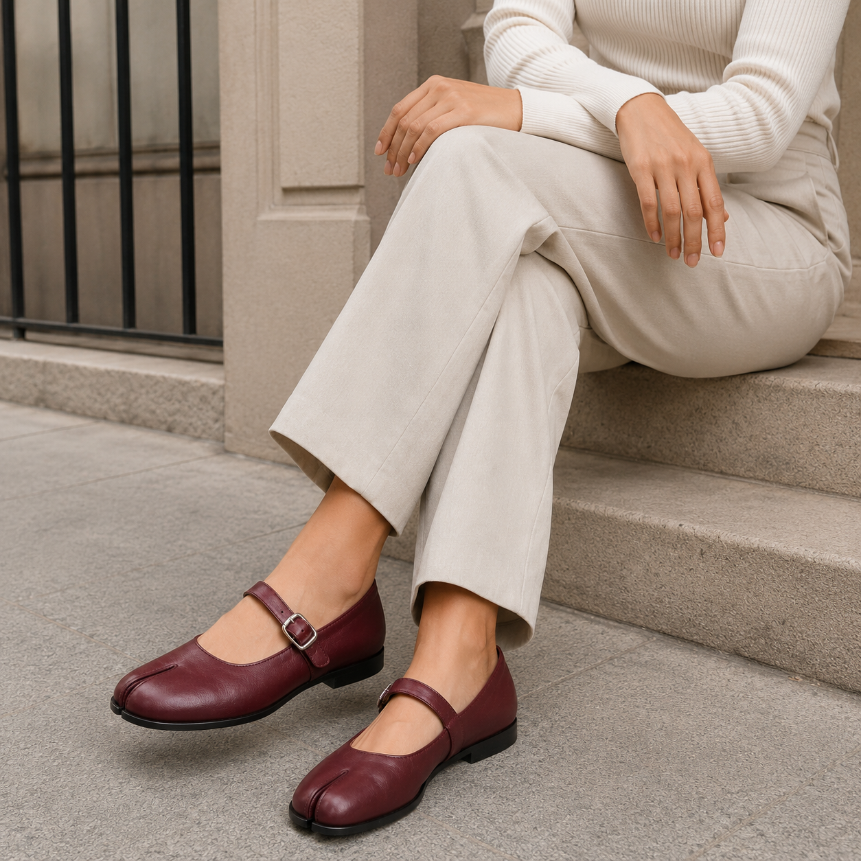 Women's Mary Jane Flats | Split Toe Leather | Minimalist Comfort