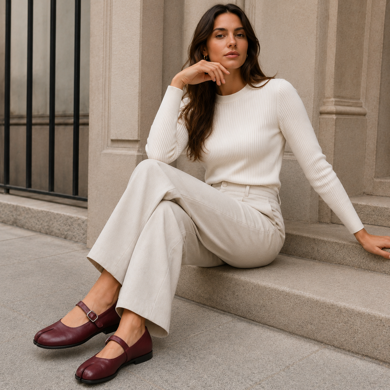 Women's Mary Jane Flats | Split Toe Leather | Minimalist Comfort