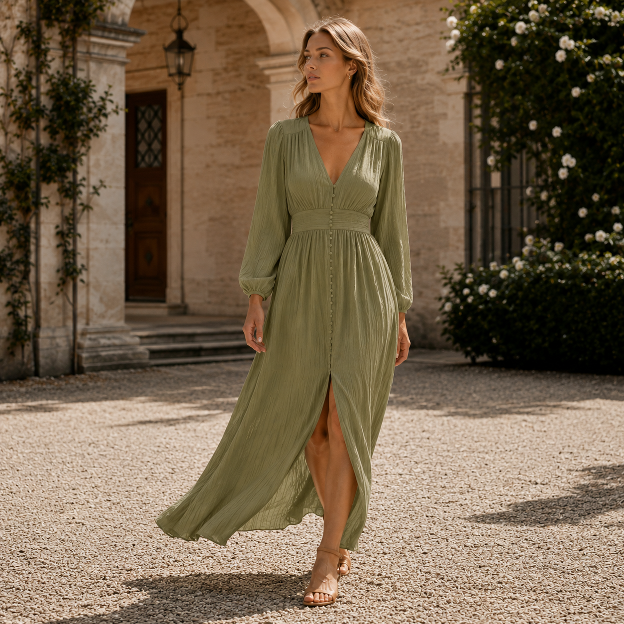 Maxi Evening Dress | Boho Style, V Neck | Summer Party Wear