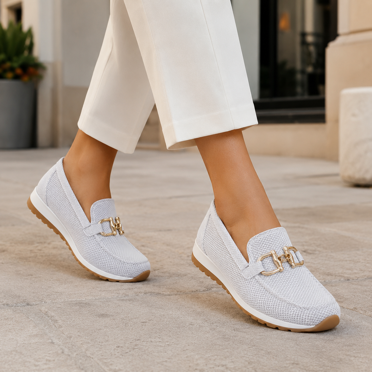 Loafers | Women's Mesh Slip-On Shoes, Breathable Comfort | Metal Buckle Casual Flats