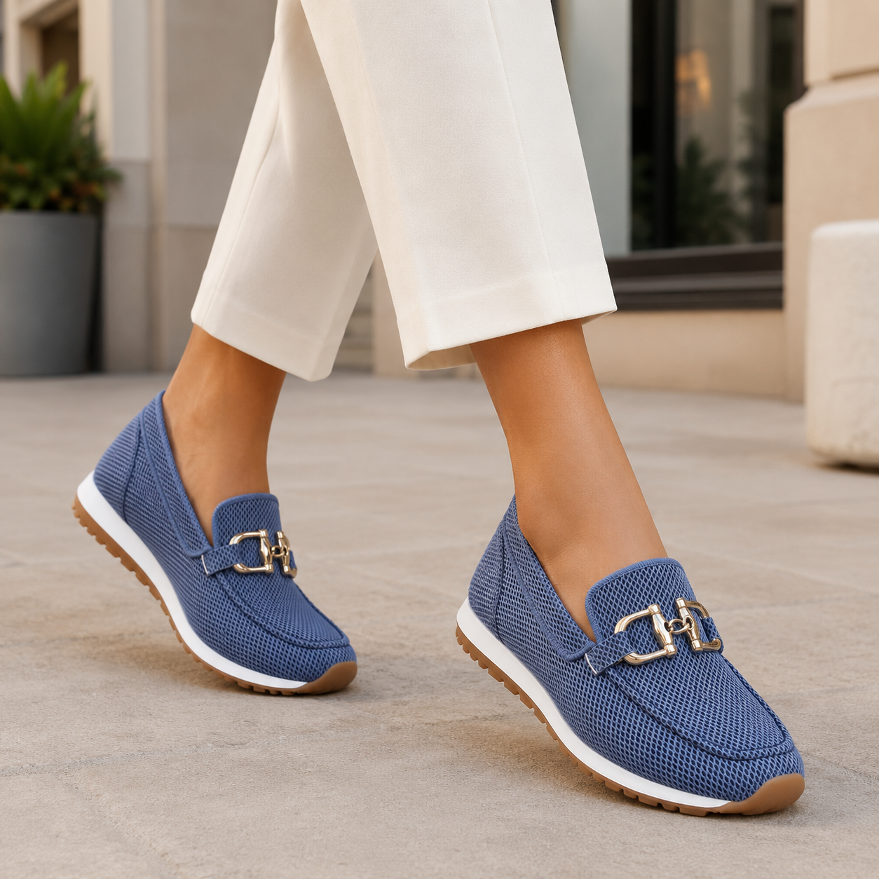 Loafers | Women's Mesh Slip-On Shoes, Breathable Comfort | Metal Buckle Casual Flats