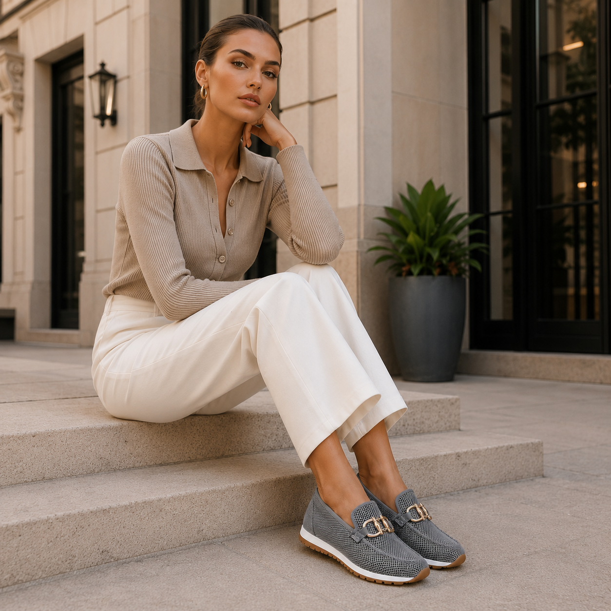Loafers | Women's Mesh Slip-On Shoes, Breathable Comfort | Metal Buckle Casual Flats