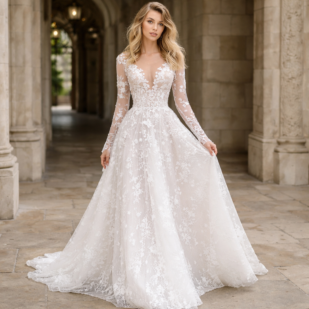 Wedding Dress | Laced Semi-Fitted | Elegant Style