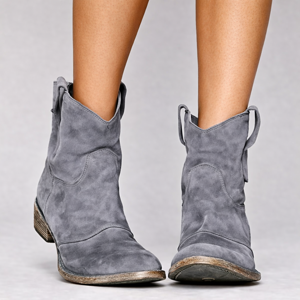 Roselle Suede Western Ankle Boots for Women | Premium Comfort & Style