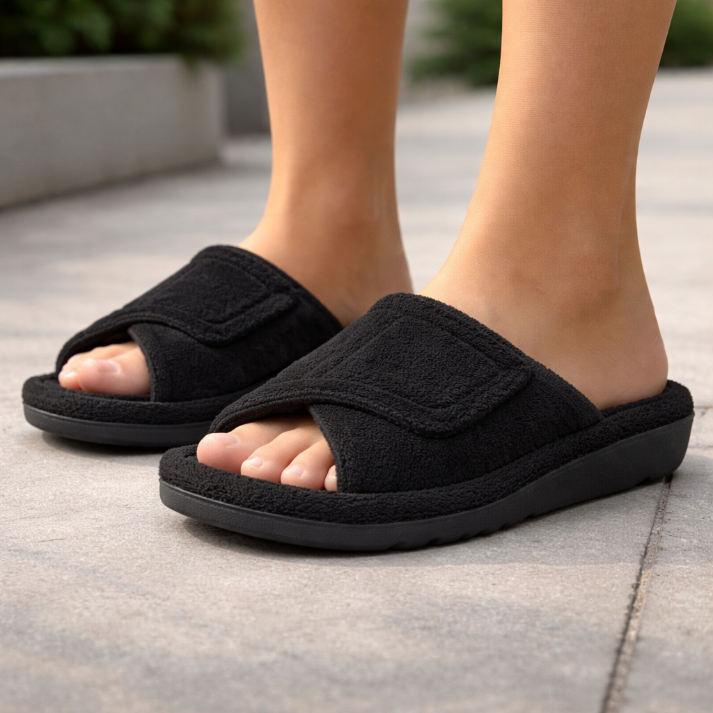 Women's Orthopedic Slippers | Plush Lining | Adjustable Velcro Closure