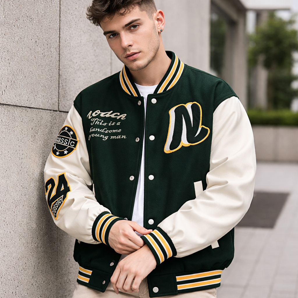 Men's Varsity Bomber Jacket | Baseball Style | Casual Streetwear