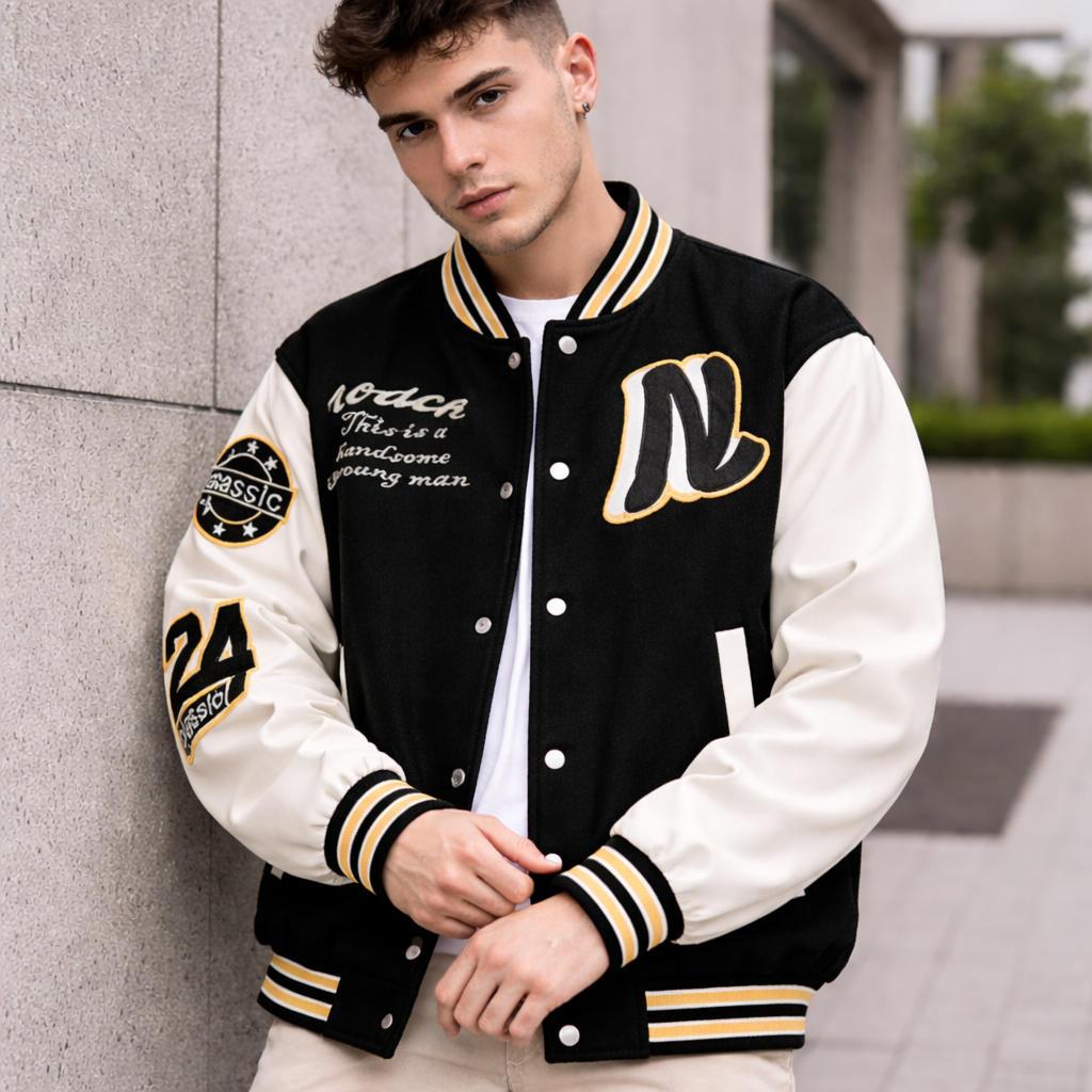 Men's Varsity Bomber Jacket | Baseball Style | Casual Streetwear