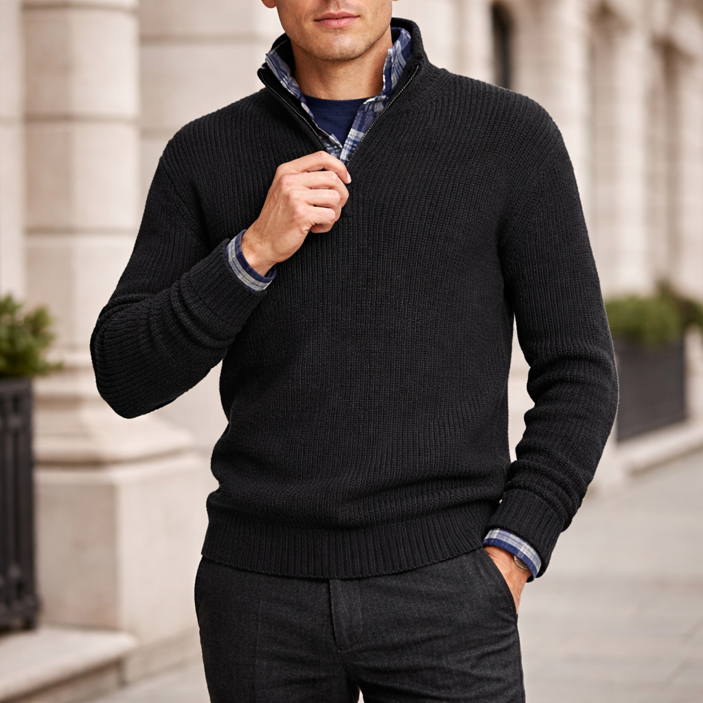Men’s Ribbed Sweater | Quarter zip | Winter knit