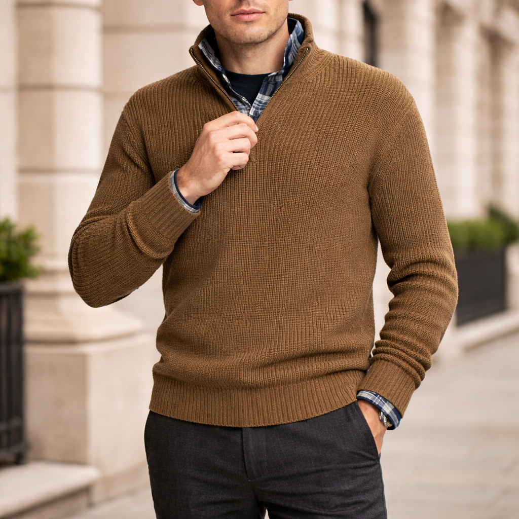 Men’s Ribbed Sweater | Quarter zip | Winter knit