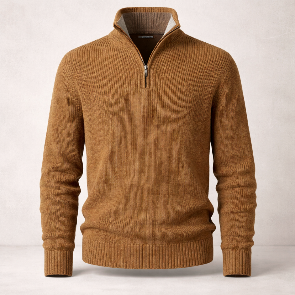 Men’s Ribbed Sweater | Quarter zip | Winter knit