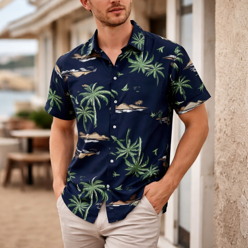 Men’s Summer Shirt | Tropical floral | Short sleeve, casual