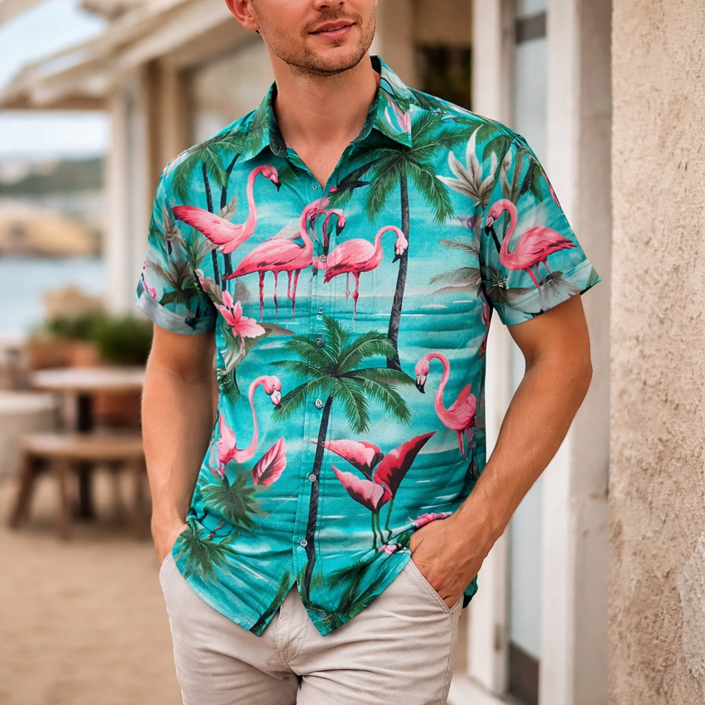 Men’s Summer Shirt | Tropical floral | Short sleeve, casual