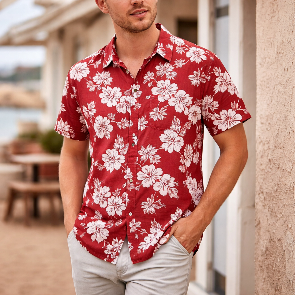 Men’s Summer Shirt | Tropical floral | Short sleeve, casual