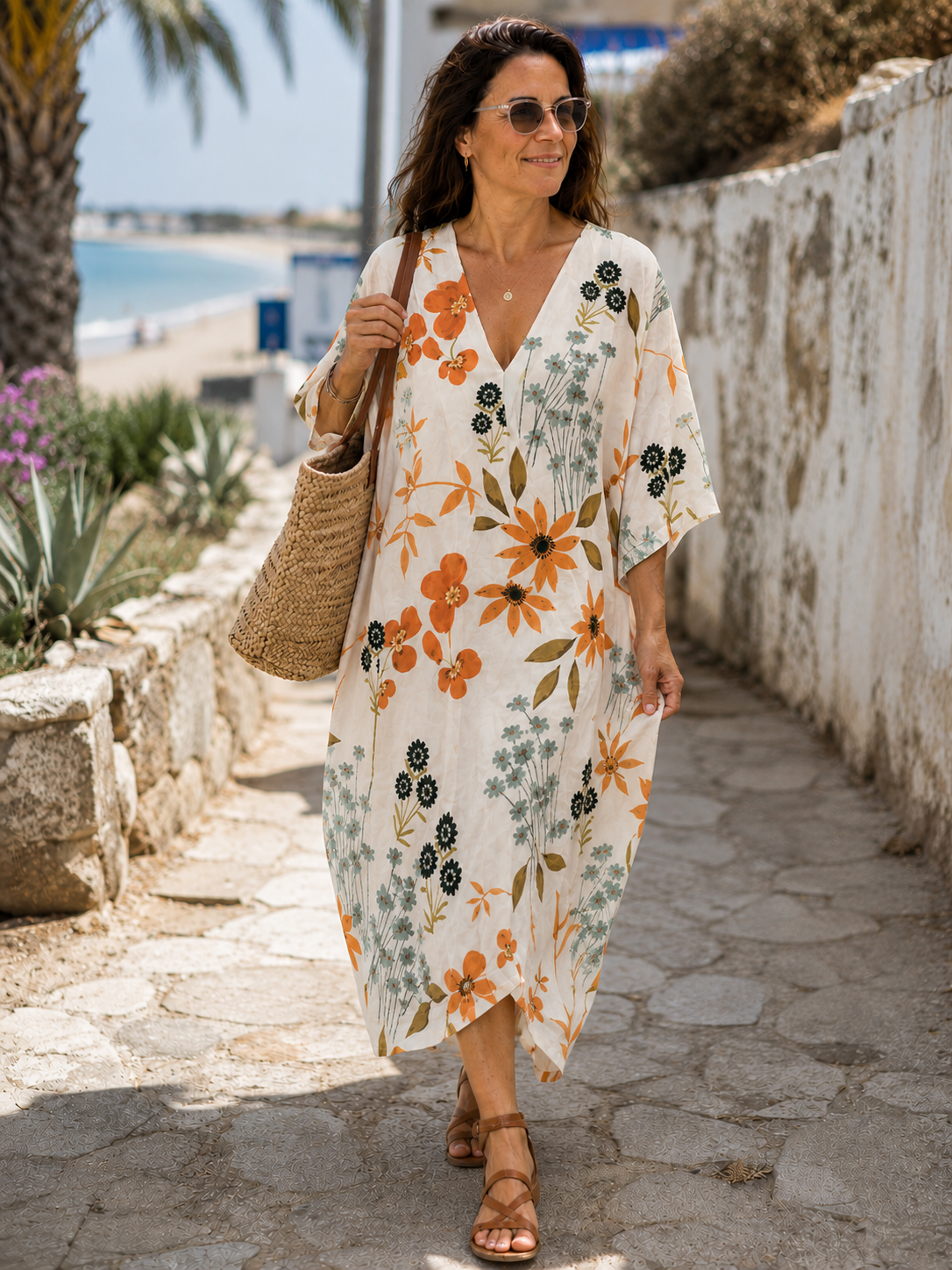Floral Wrap Summer Dress | Colorful Print, Lightweight | Sizes S–3XL