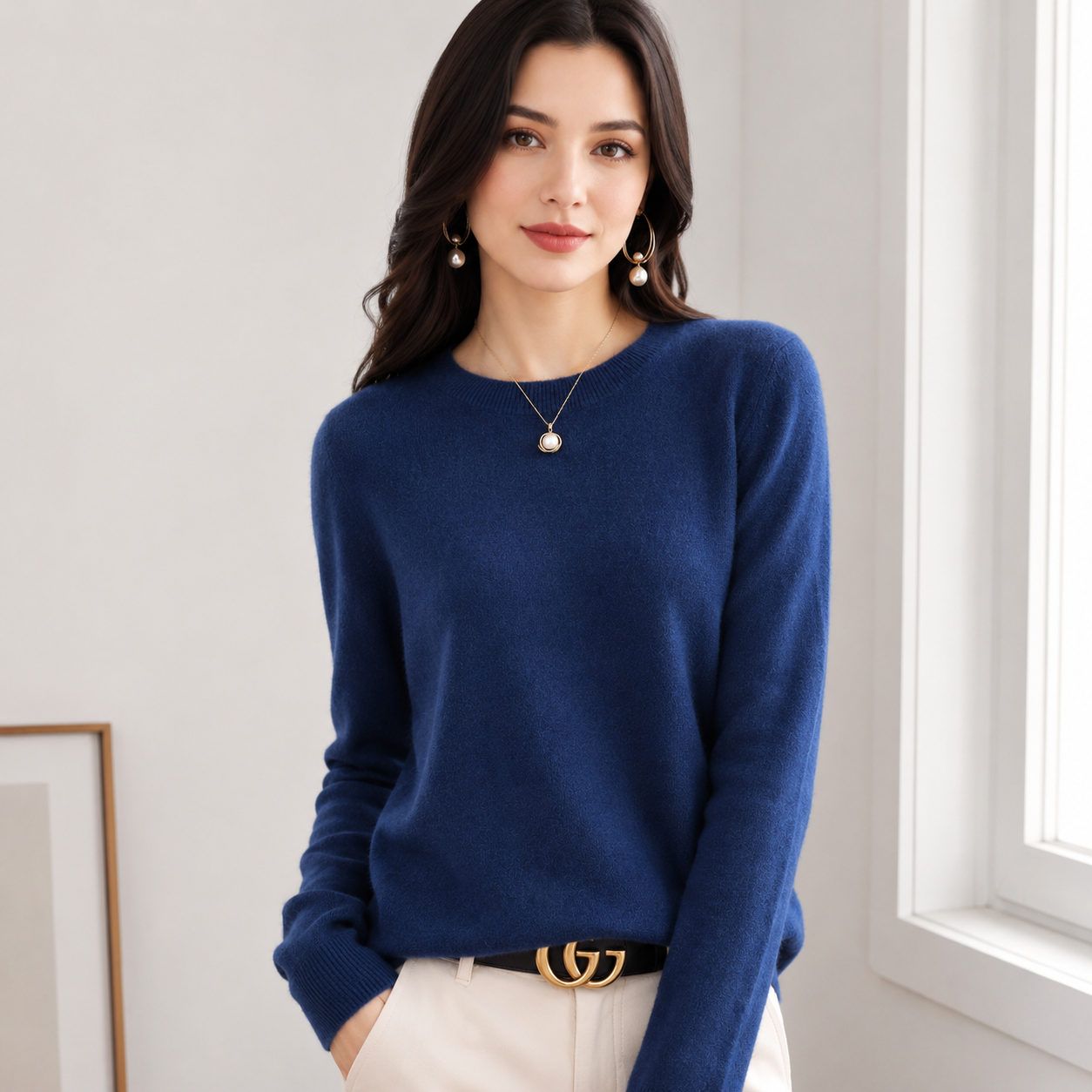 Women’s Cashmere Sweater | Crew Neck | Lightweight Soft Knit Top