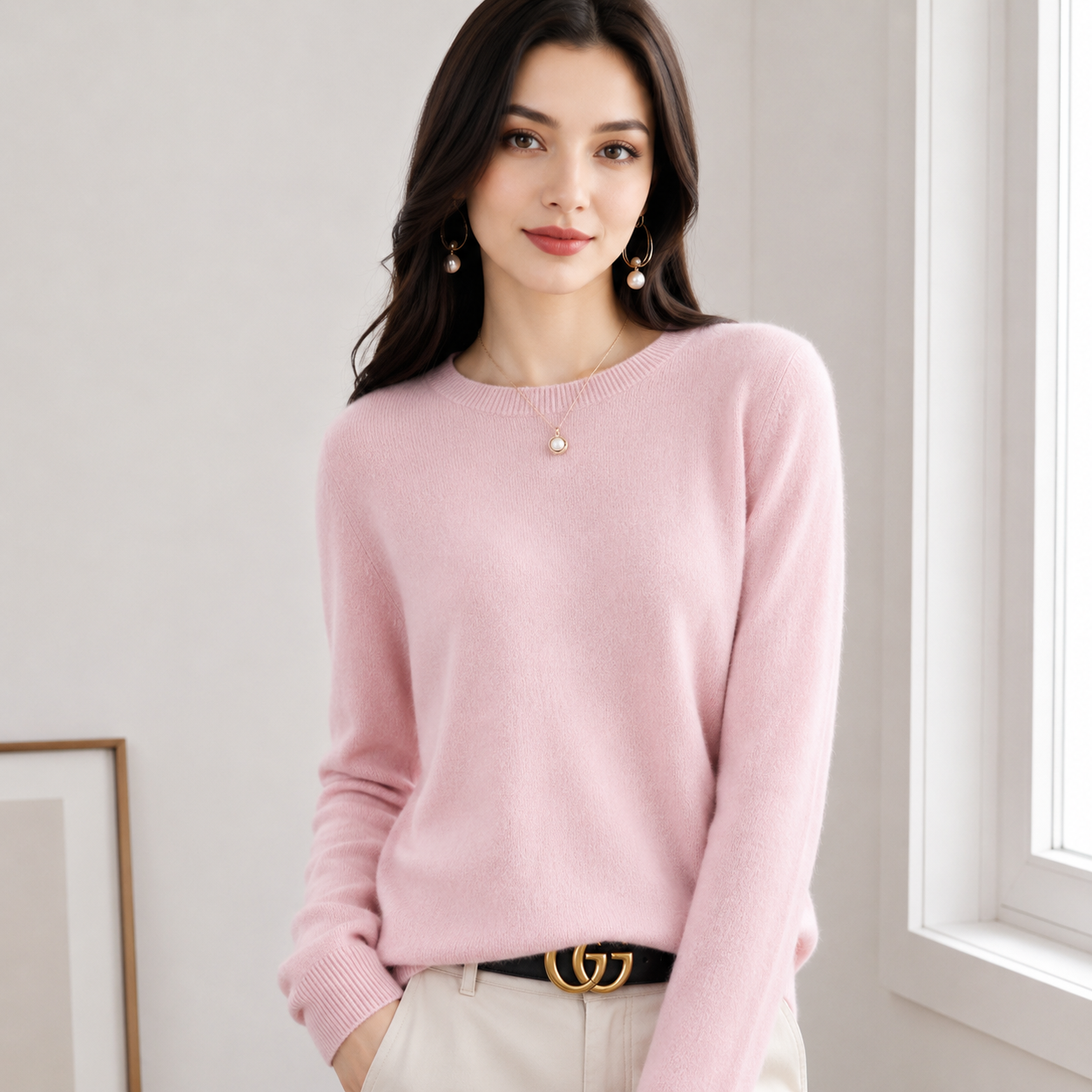 Women’s Cashmere Sweater | Crew Neck | Lightweight Soft Knit Top
