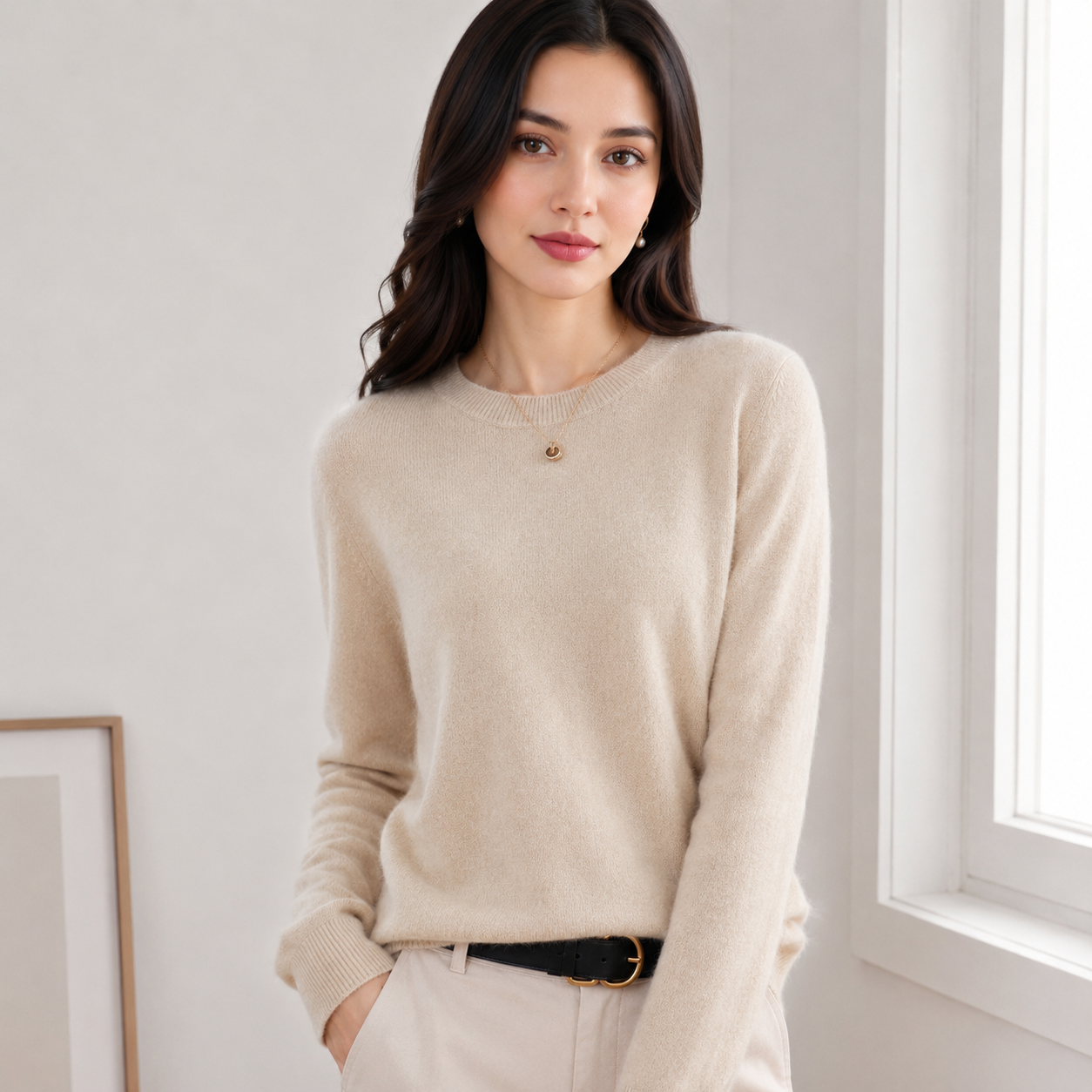 Women’s Cashmere Sweater | Crew Neck | Lightweight Soft Knit Top