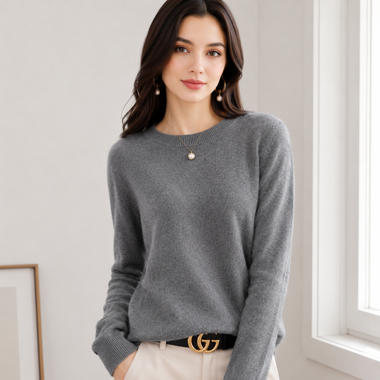 Women’s Cashmere Sweater | Crew Neck | Lightweight Soft Knit Top