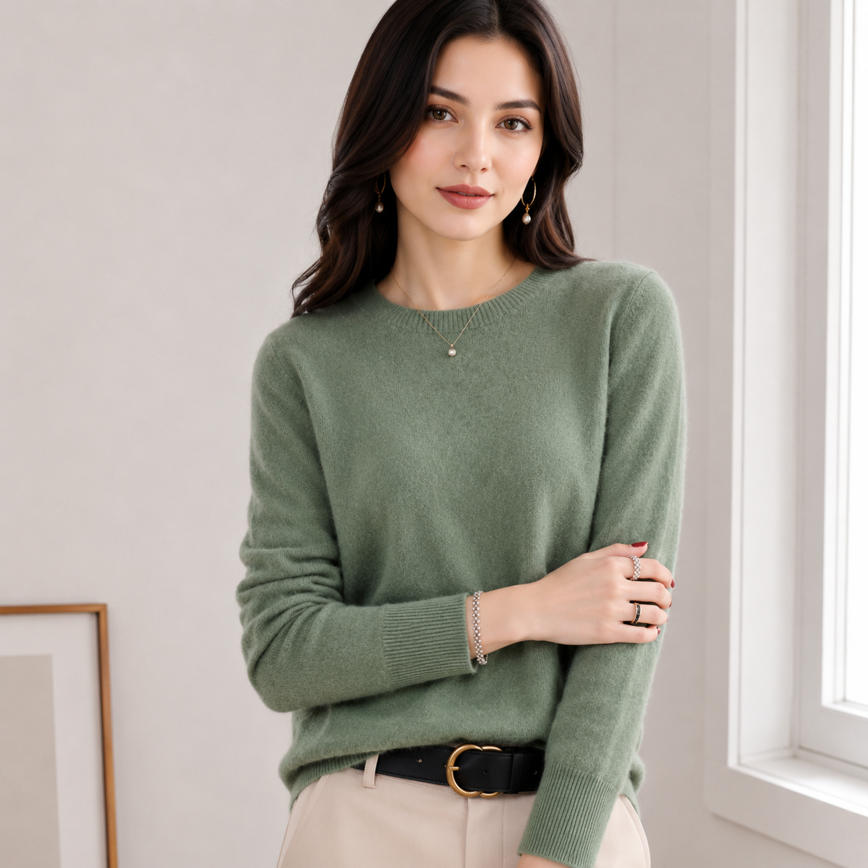 Women’s Cashmere Sweater | Crew Neck | Lightweight Soft Knit Top