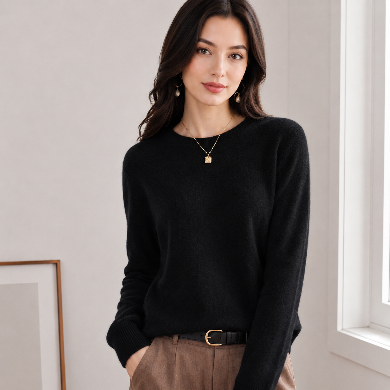 Women’s Cashmere Sweater | Crew Neck | Lightweight Soft Knit Top