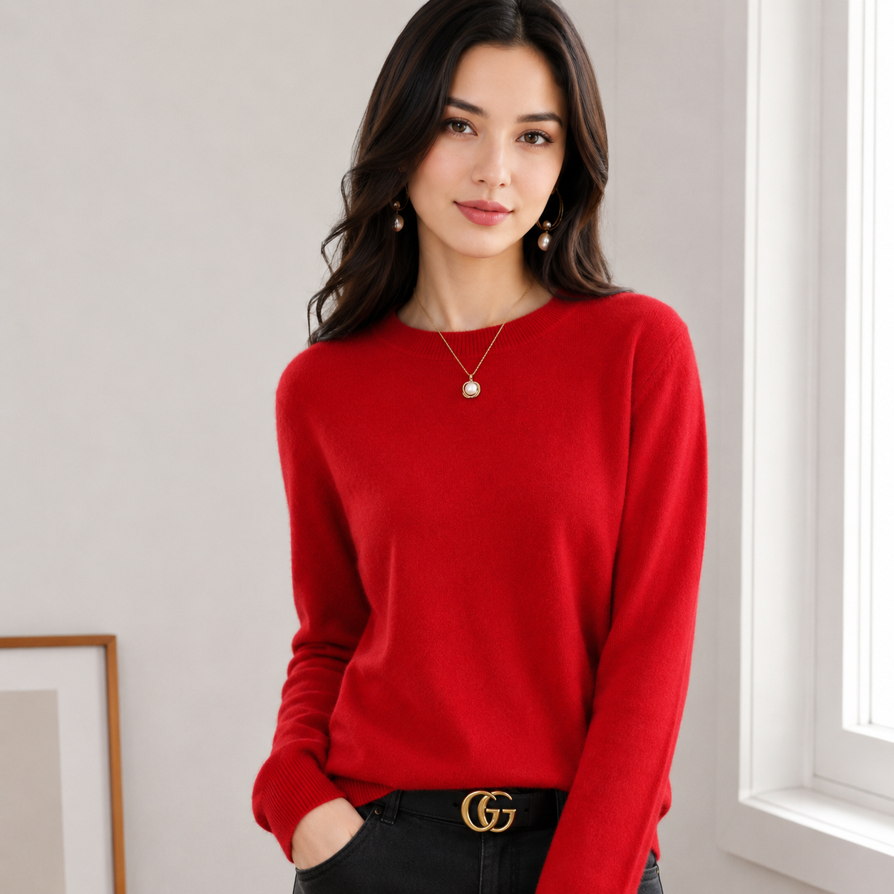 Women’s Cashmere Sweater | Crew Neck | Lightweight Soft Knit Top