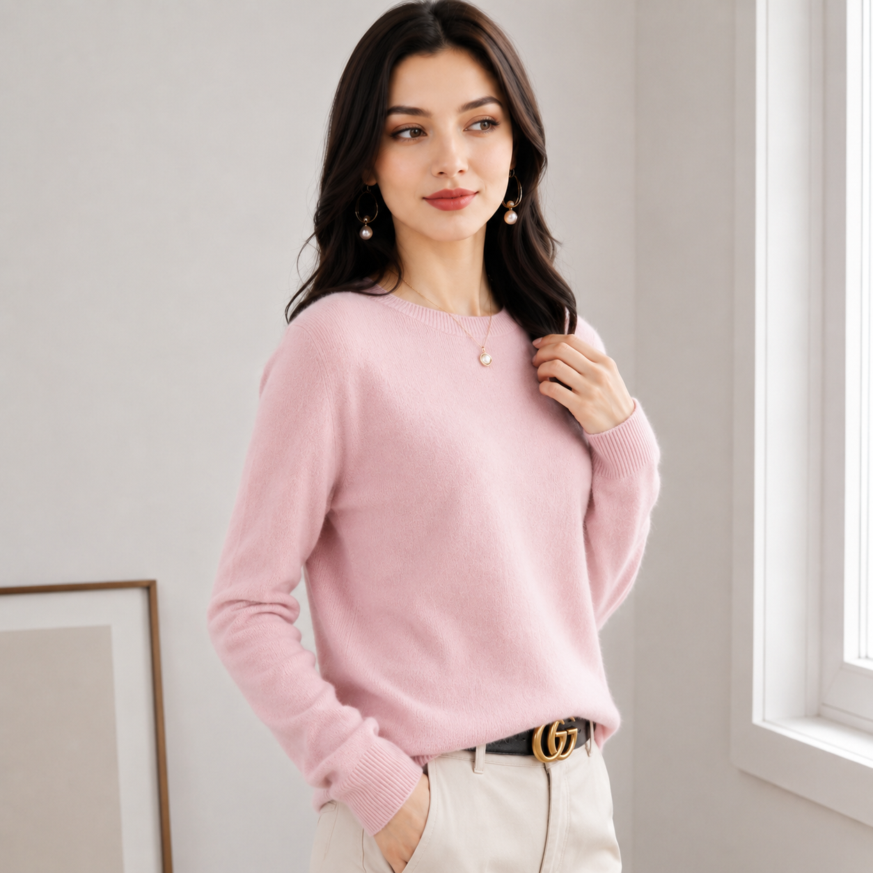 Women’s Cashmere Sweater | Crew Neck | Lightweight Soft Knit Top