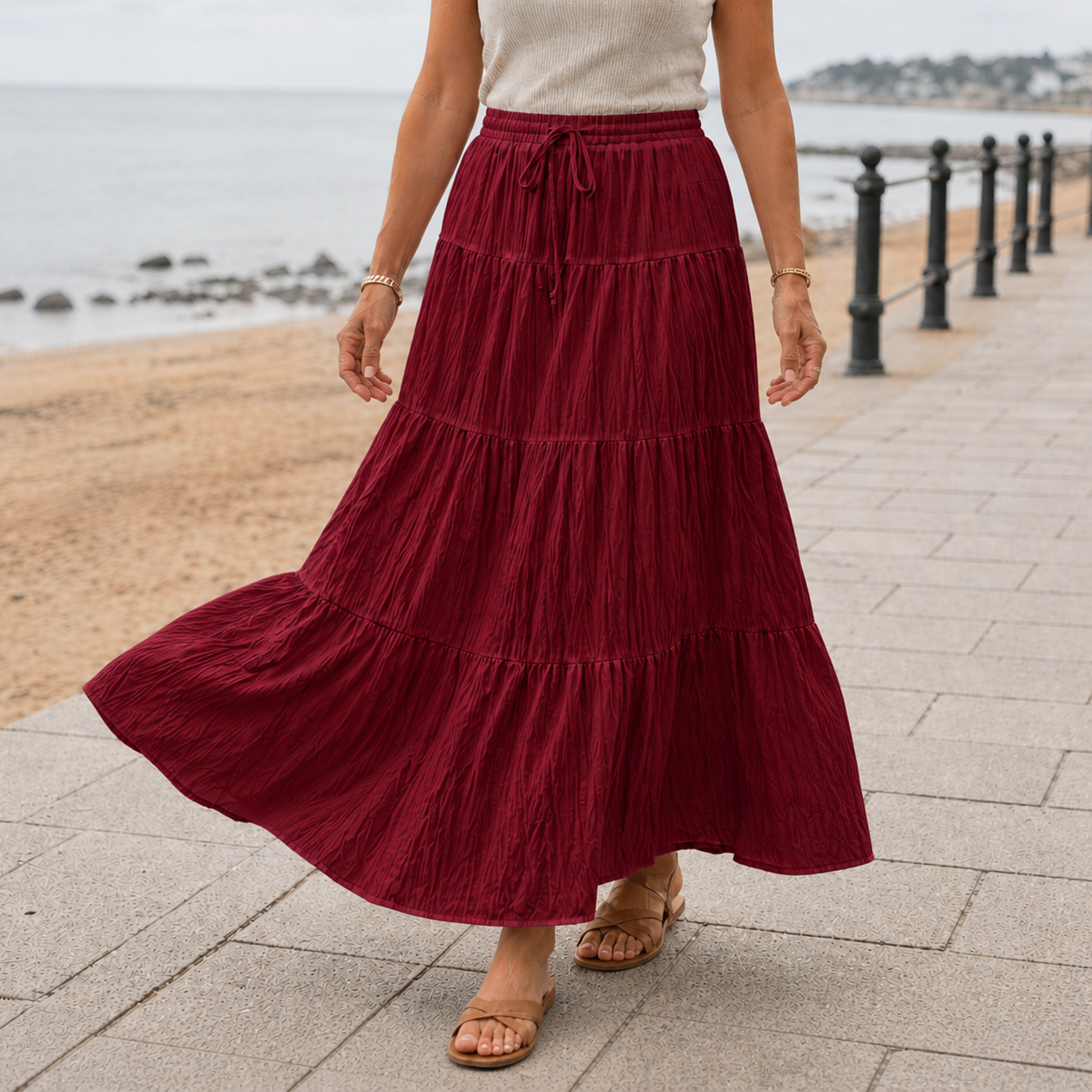 Maxi Skirt | Women's High Waist Pleated Skirt | Comfortable