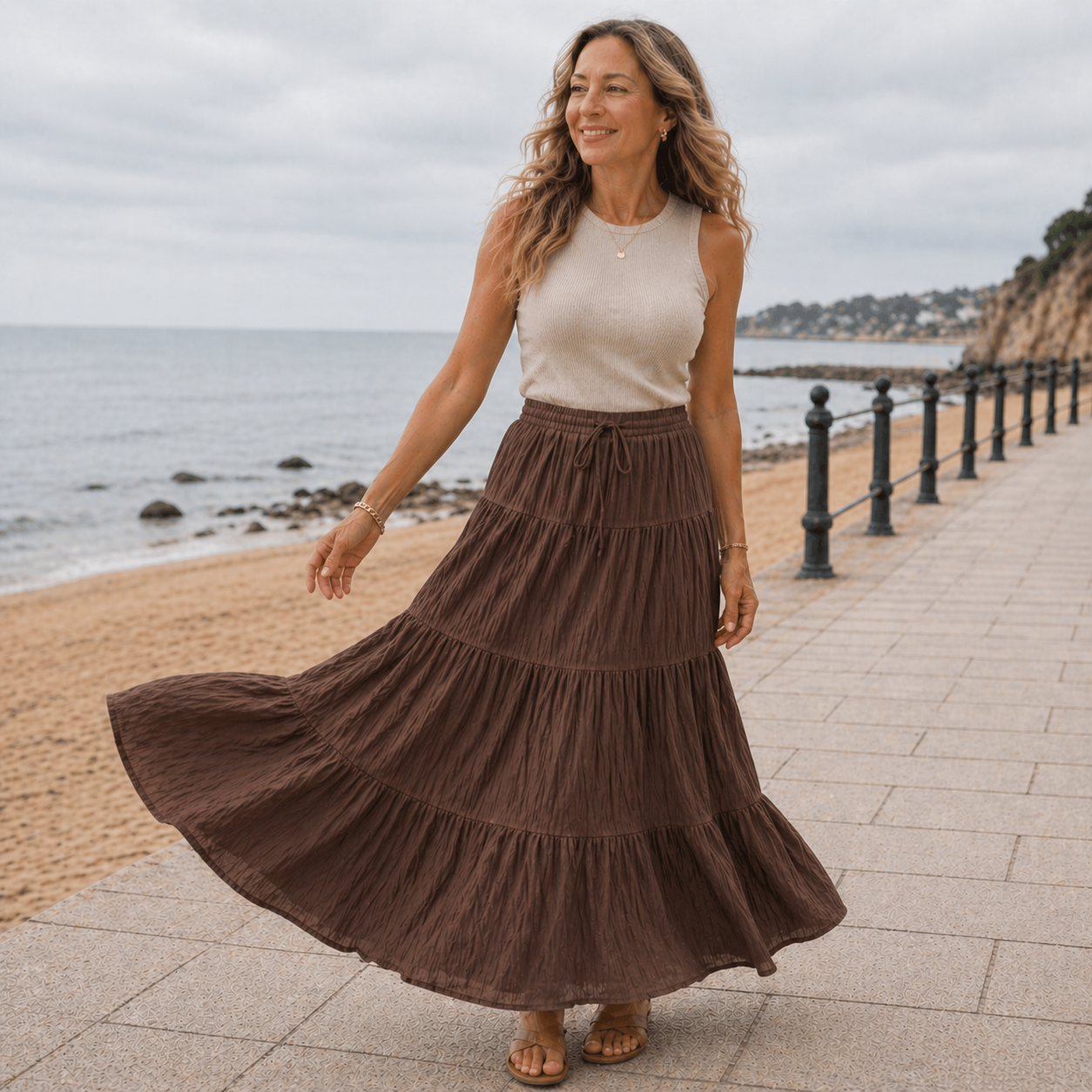 Maxi Skirt | Women's High Waist Pleated Skirt | Comfortable