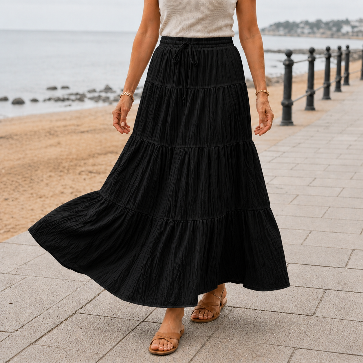 Maxi Skirt | Women's High Waist Pleated Skirt | Comfortable