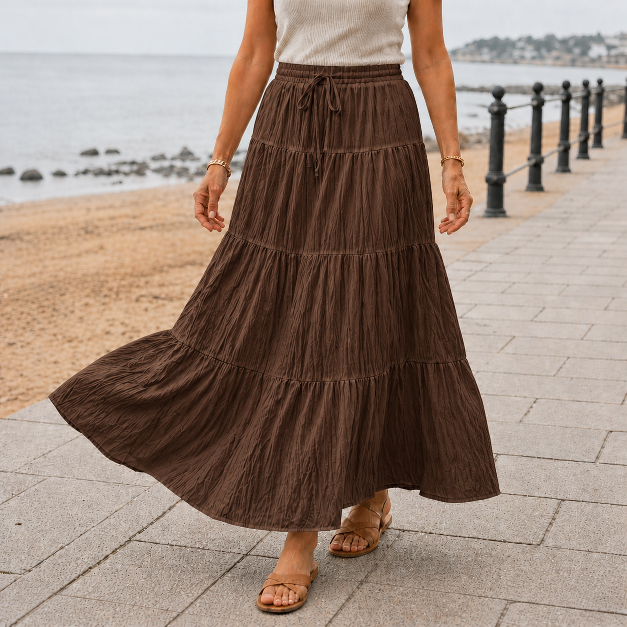 Maxi Skirt | Women's High Waist Pleated Skirt | Comfortable