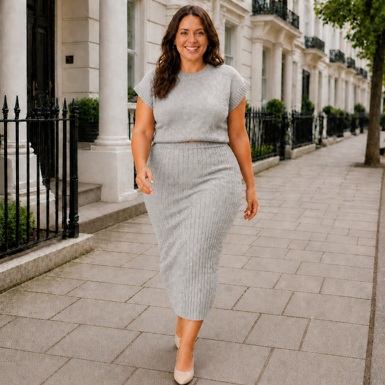 Knit Midi Set Casual Elegance Modern Comfort