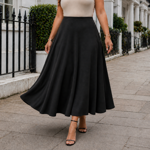 Women's Maxi Skirt with Elastic Waist and Cotton Blend