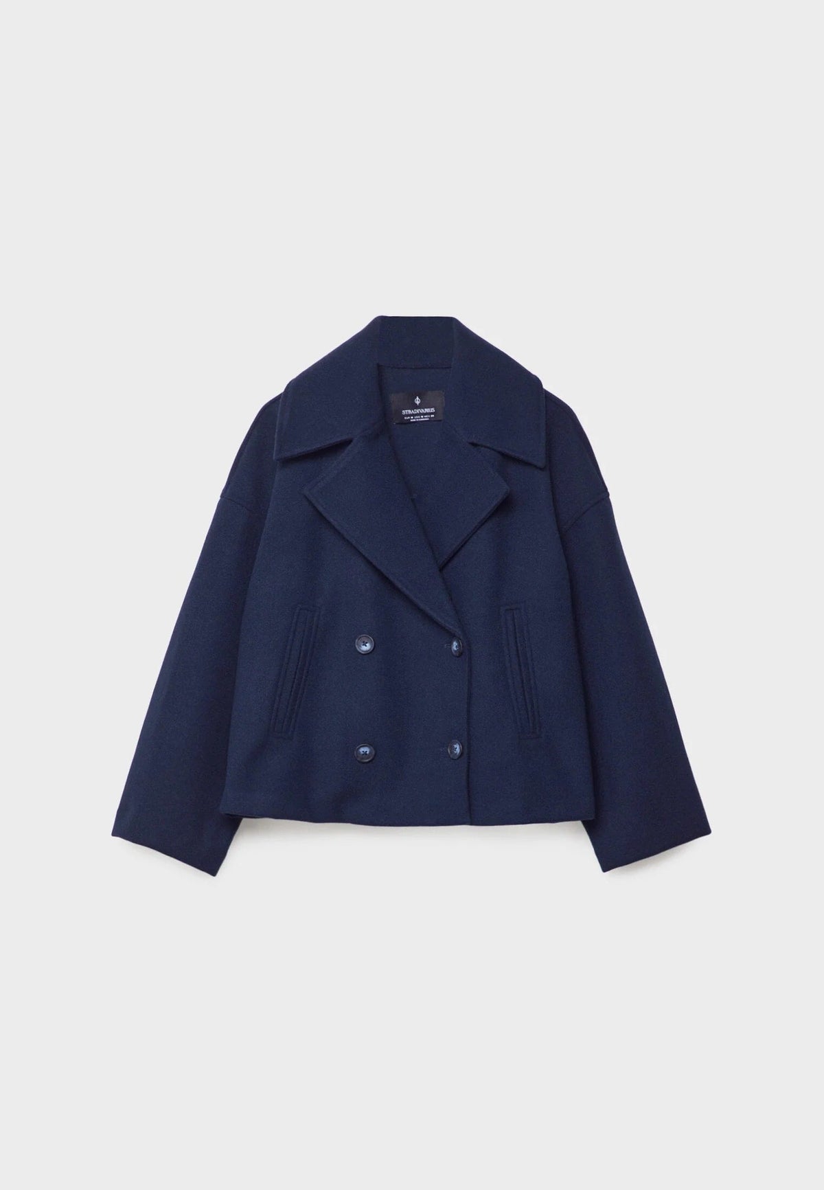 Women double breasted cropped blazer long sleeves tailored silhouette