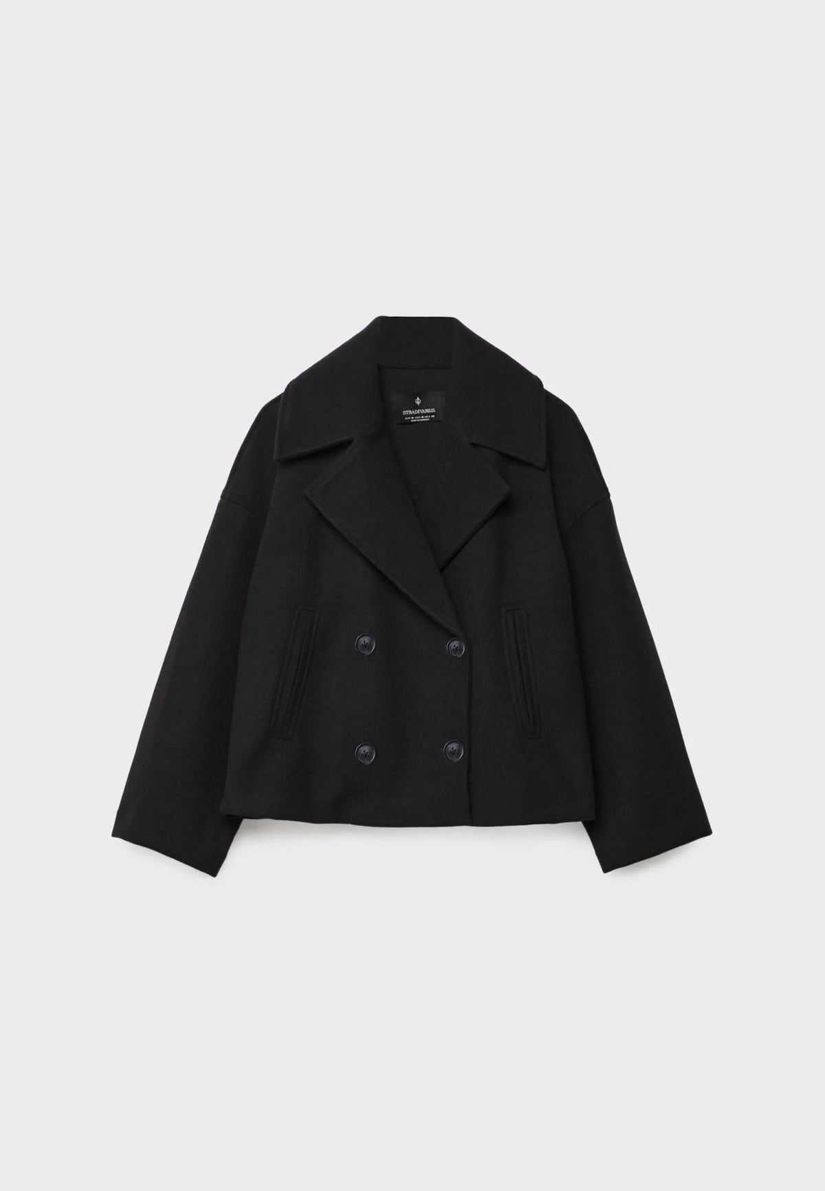 Women double breasted cropped blazer long sleeves tailored silhouette
