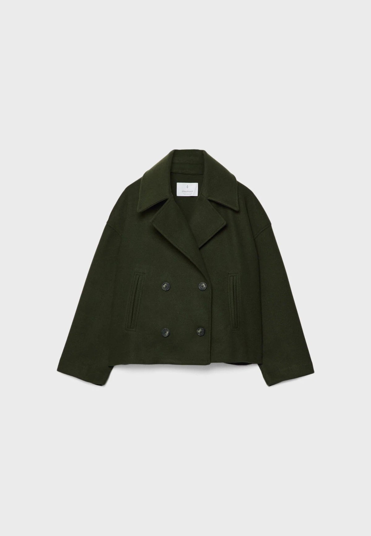 Women double breasted cropped blazer long sleeves tailored silhouette