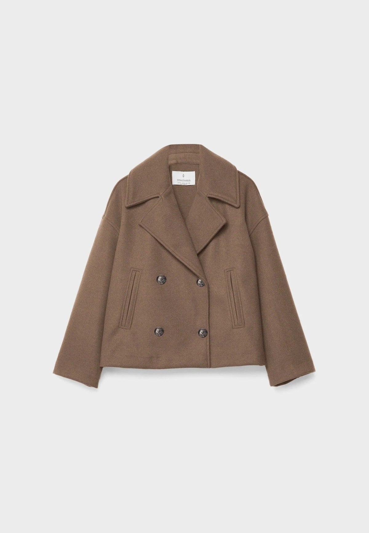 Women double breasted cropped blazer long sleeves tailored silhouette