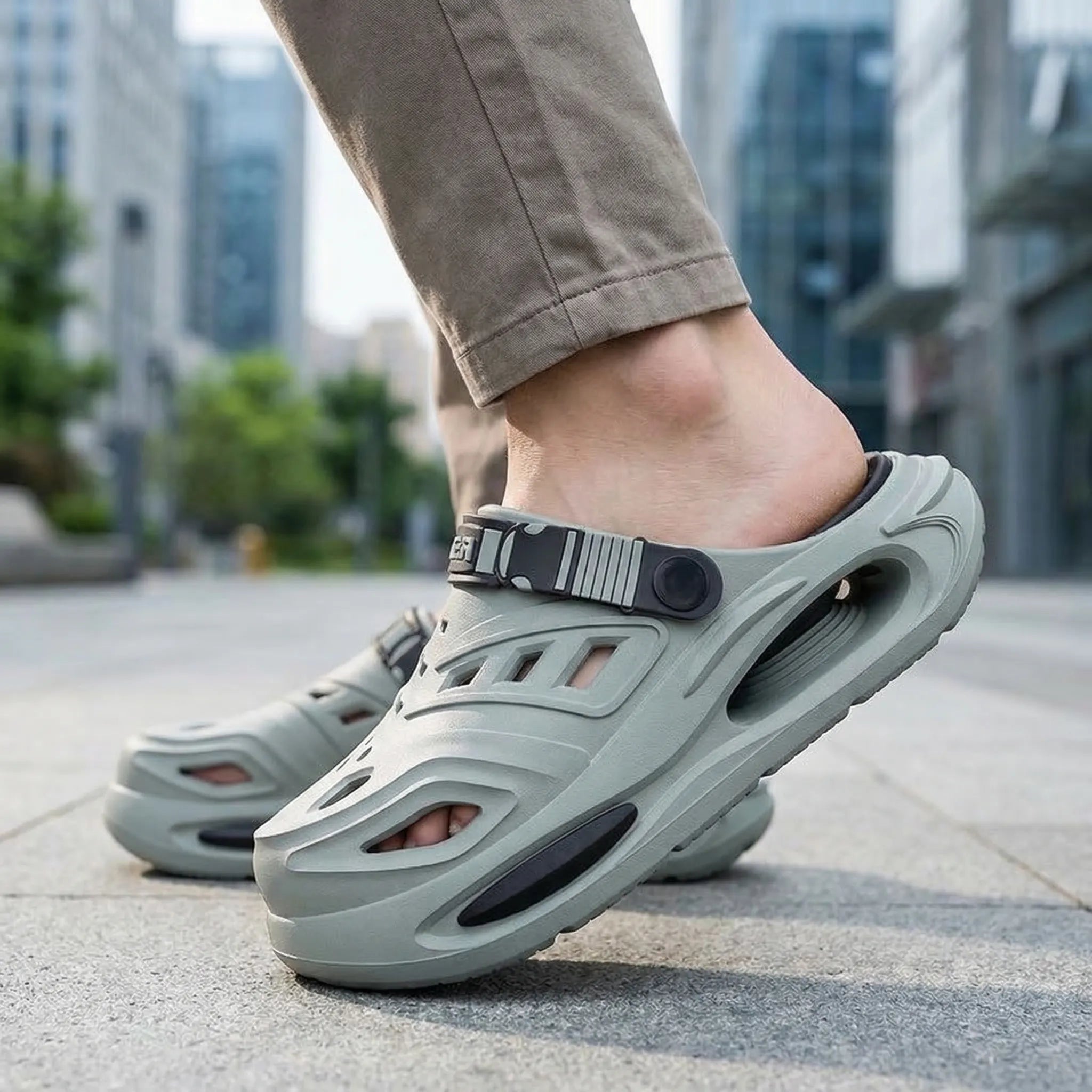 Men's Slip-On Slippers | Cushioned, Adjustable Strap | Comfort