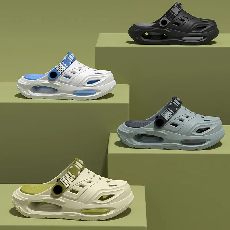 Men's Slip-On Slippers | Cushioned, Adjustable Strap | Comfort