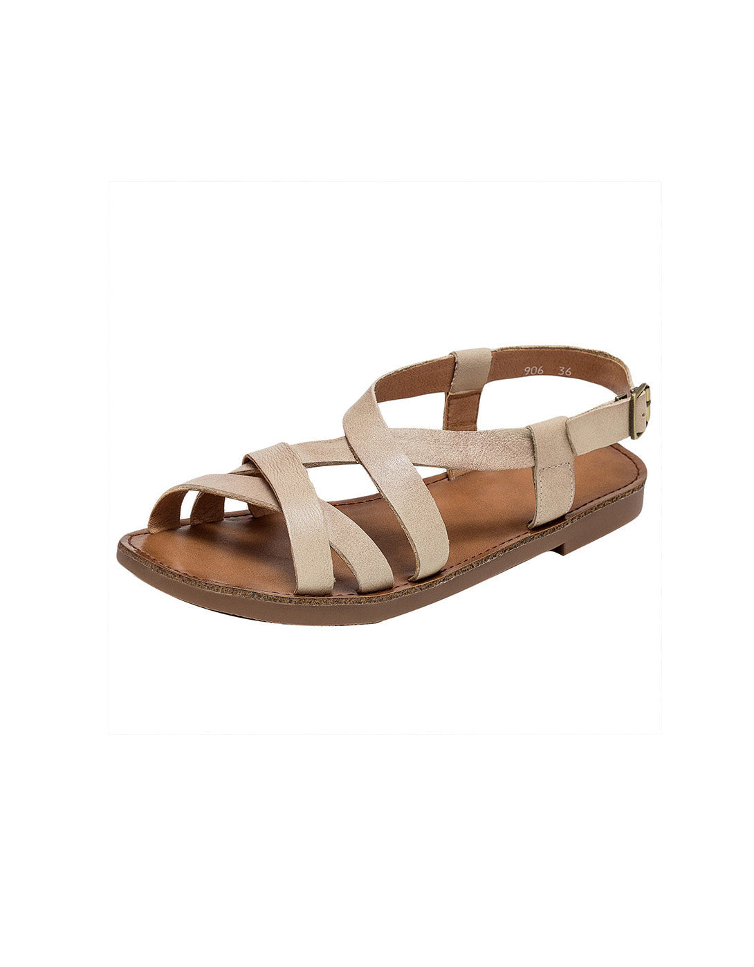 Cushioned Leather Sandals | Women's, Breathable Lining | Green, Beige, Brown