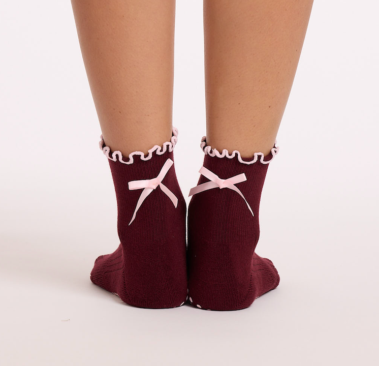 Pilates Socks | Ballet Style, Grip Socks | Burgundy, Yoga Use