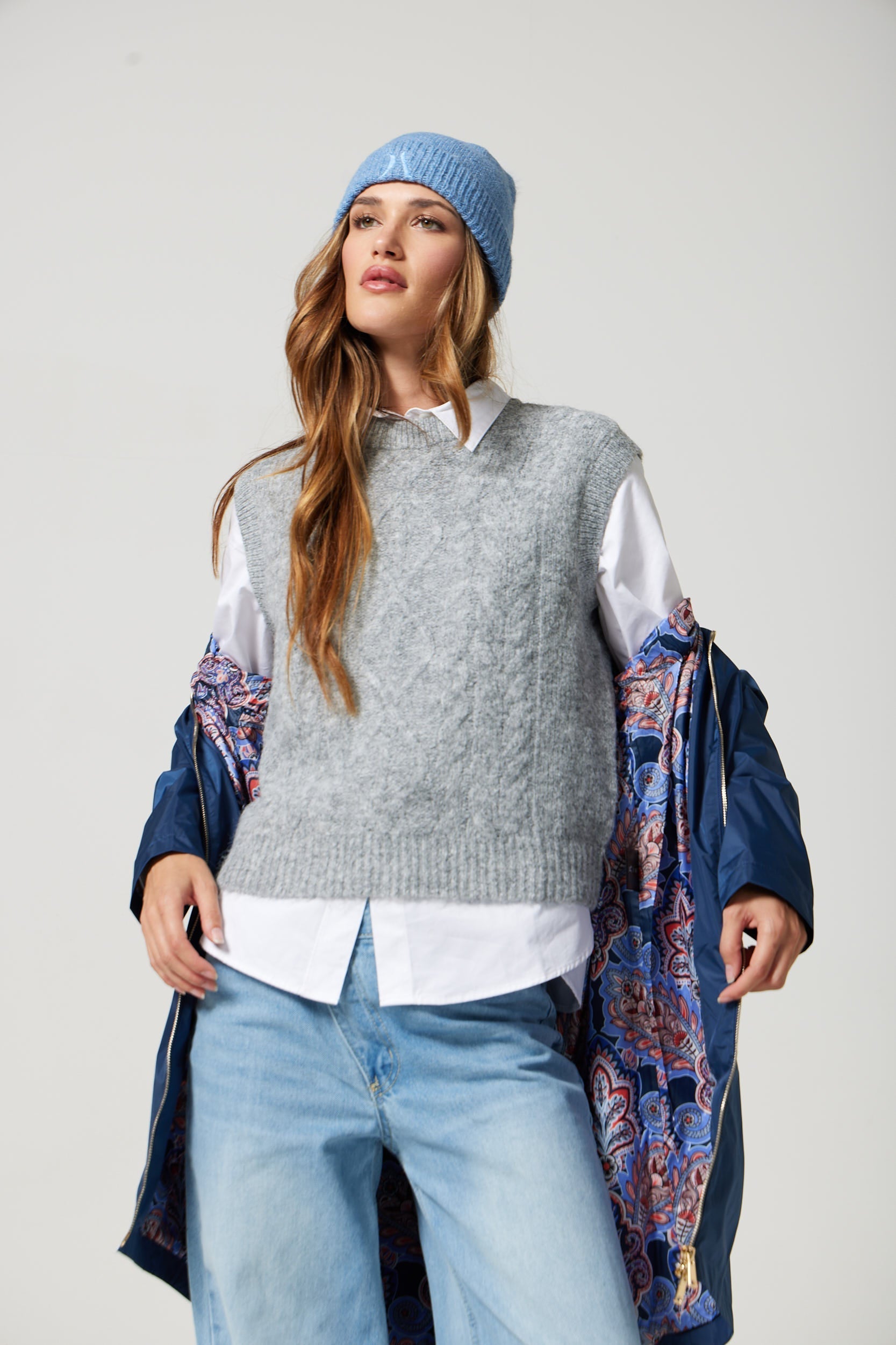 Women's Raincoat | Mid-Thigh, Adjustable Hood, Blue