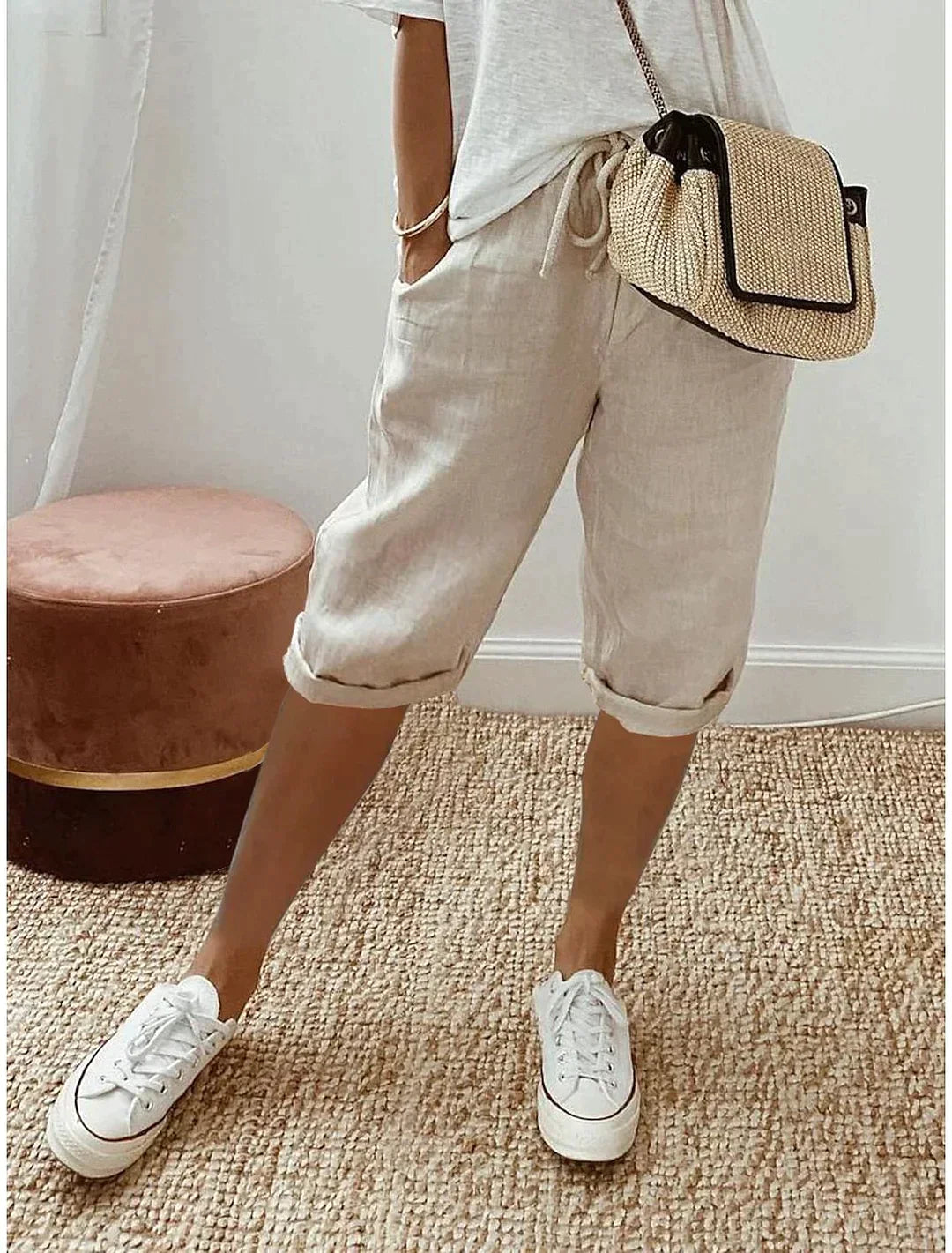 Pants - Women | Capris, elastic waistband | Casual, with pockets