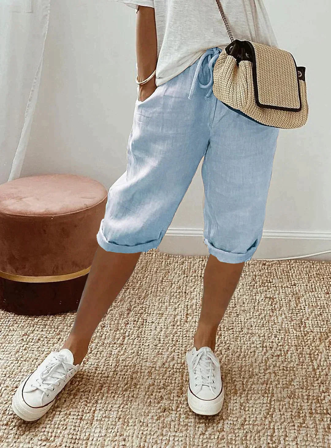 Pants - Women | Capris, elastic waistband | Casual, with pockets